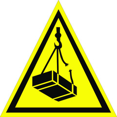 Dangerous cargo may fall. Warning signs. Vector illustration.