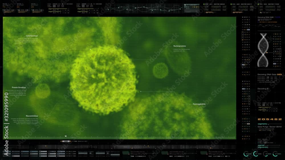 Poster advance head up display of electron microscope scanning airborne virus outbreak showing the anatomy 