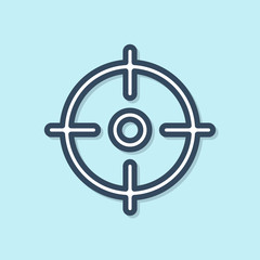 Blue line Target sport icon isolated on blue background. Clean target with numbers for shooting range or shooting. Vector Illustration © Oksana