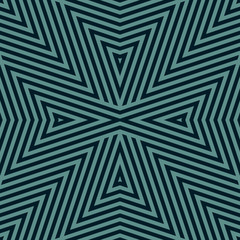 Obraz premium Vector geometric lines pattern. Seamless ornament. Modern abstract linear vector background. Black and teal graphic texture with triangles, diagonal lines, repeat tiles. Trendy design for decor, print