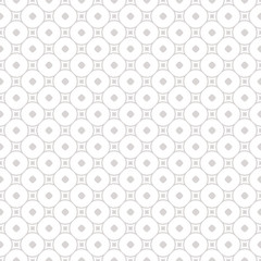 Subtle vector geometric seamless pattern with squares and circles, delicate rounded grid. Simple modern abstract background. Silver texture in neutral colors, white and gray. Design for decor, prints