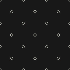Vector minimalist seamless pattern with tiny dots, cross shapes, floral silhouettes. Delicate black geometric texture. Subtle minimal background. Stylish design for decoration, web, covers, wrapping