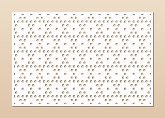 Laser cut pattern. Vector template with abstract geometric texture, hexagonal grid ornament. Decorative perforated stencil for laser cutting panel of wood, metal, engraving, carving. Aspect ratio 3:2