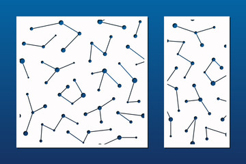 Laser cut pattern. Abstract geometric texture with constellations. Vector template for die cut, laser cutting of wood, metal, paper, engraving, fretwork, carving. Aspect ratio 1:1, 1:2