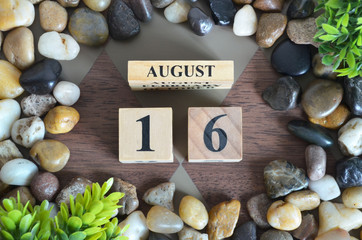 August 16, Number cube design in natural concept.