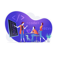 Team is developing coding at the workshop.