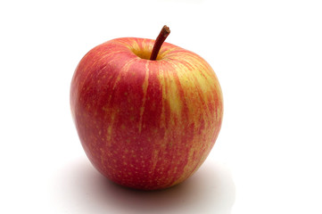 red and yellow Apple whole on an isolated white background