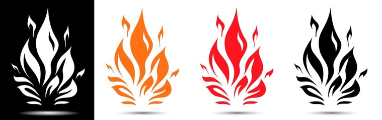 Fire icon logo vector illustration isolated. Set of exclusive Fire Flame icons