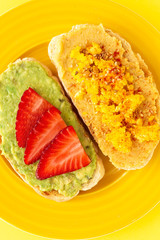 toast bread and different toppings from above