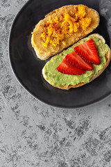 toast bread and different toppings from above