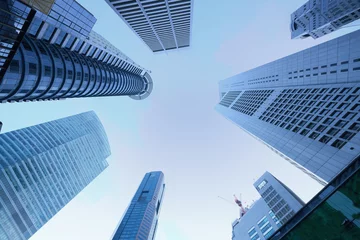 Foto op Canvas low angle view of singapore financial buildings  © Towfiqu Barbhuiya 