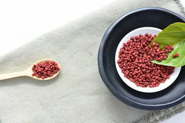 Achiote seed called Bixa orellana of America, used to flavor food