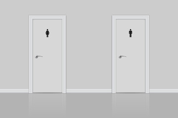 Toilet doors for male and female.