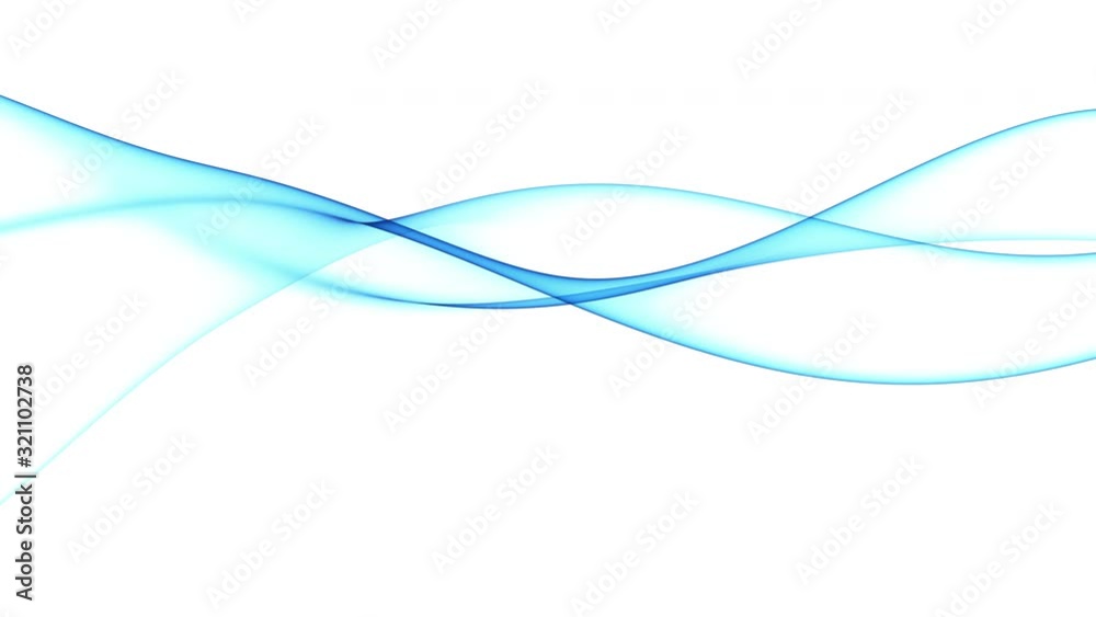 Wall mural seamless loop animation. abstract colorful wavy background in bright blue on white backdrop. modern 