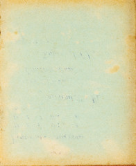 Recycled paper cover page with stains and dark borders