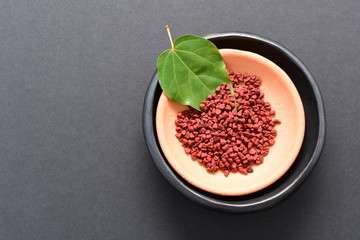 Achiote seed called Bixa orellana of America, used to flavor food