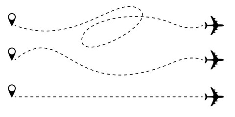 Airplane route dotted lines.