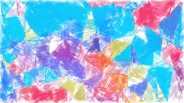 time lapse of polygon geometric shape mosaic illustration background  with brush stroke texture stop motion video