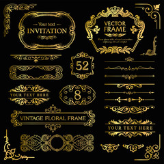 Vintage gold decorative element set