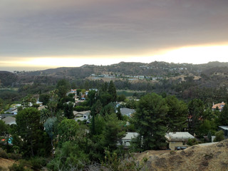 Smoke filled sky over California basin