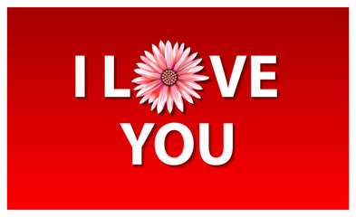 I love you vector illustration in flat design. flower red