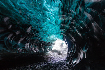 Ice cave in Vatnaj&ouml;kull glacier (Iceland)