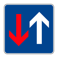 Advantage over oncoming traffic. Road sign of Germany. Europe. Vector graphics.