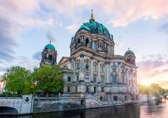 Fototapeta na wymiar Berlin Cathedral (Berliner Dom) on Museum island at sunset, Germany