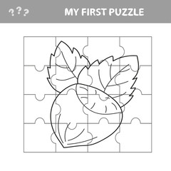 Education Jigsaw Puzzle Game for Preschool Children with nut - my first puzzle and coloring book