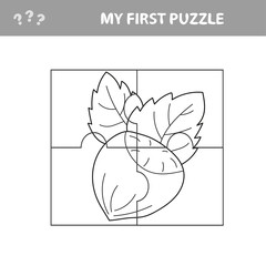 Education Jigsaw Puzzle Game for Preschool Children with nut - my first puzzle and coloring book