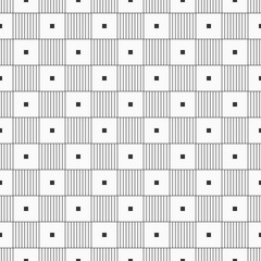 Seamless monochrome minimalistic pattern. Modern stylish texture. Repeating geometric tiles with striped squares and rectangles. Vector background.
