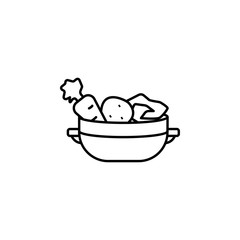 food, vegetarian, family line icon on white background