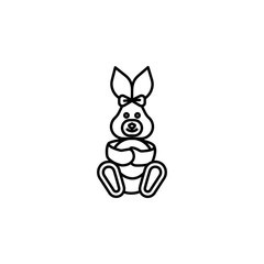 rabbit doll, family line icon on white background