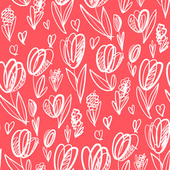 Playful mood lovely tulip flower seamless pattern