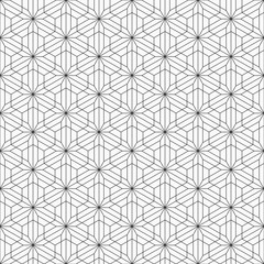 Abstract seamless pattern. Modern stylish texture. Linear style. Geometric tiles with triple hexagonal elements, triangles. Vector monochrome background.
