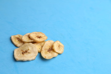 Fototapeta na wymiar fried banana in color background