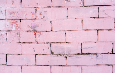 Texture of pink brick wall