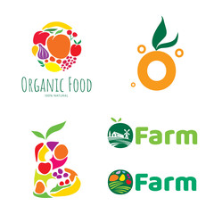 Fresh Fruit and Vegetable Icon Collection, Farming Symbol(Vector Art)
