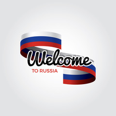 Welcome to Russia flag. Patriotic design. Vector illustration.