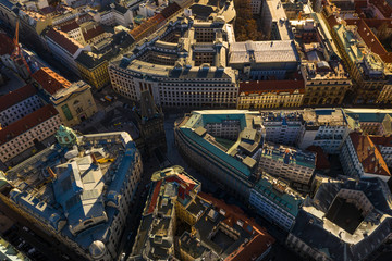 Obraz premium Beautiful view from the top of the day on the city of Prague, Czech Republic. Shot on a drone.