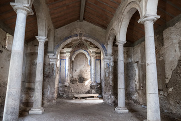 empty buildings of abandoned fortress Juromenga in portugal