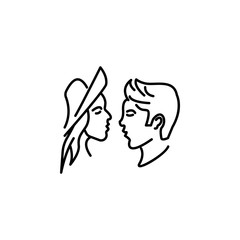 couple, family line icon on white background