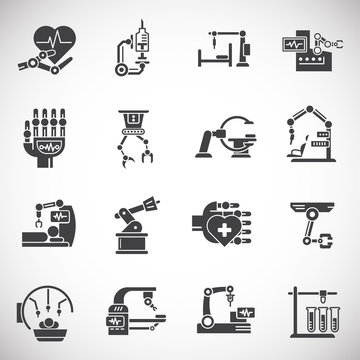Robotic surgery related icons set on background for graphic and web design. Creative illustration concept symbol for web or mobile app