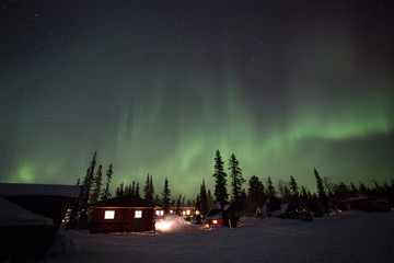 Level 3 aurora borealis at camp Alta, Kiruna, Lapland, Sweden. You have to see this fascinating phenomena with your own eyes. - obrazy, fototapety, plakaty