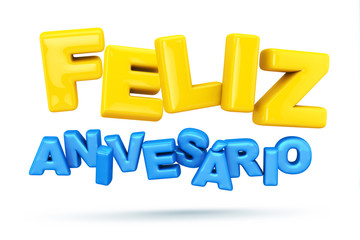 Happy Birthday - Feliz aniversario portuguese - Brazil- 3d render