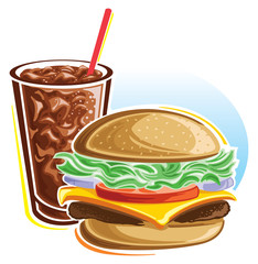 Cheeseburger and cola