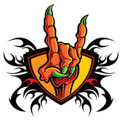 Rock and roll hand sign emblem