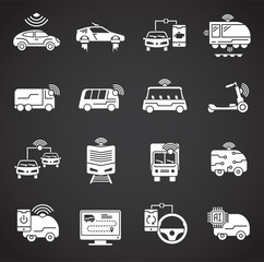 Future transportation related icons set on background for graphic and web design. Creative illustration concept symbol for web or mobile app