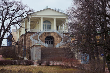 The Cameron Gallery Ensemble in Catherine Park without Hercules statue. 05 february 2020, Saint-Petersburg, Russia