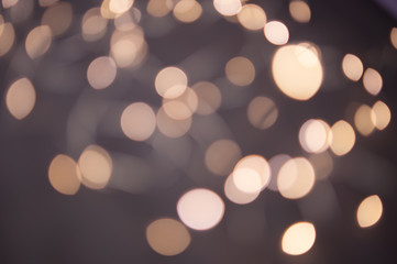 The background is a golden bokeh of the glare of garland lights. Defocus